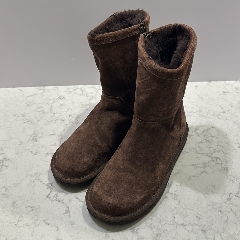 UGG Australia Roslyn Espresso Brown Suede Zip Side Boots Women’s size‎ 8 - Picture 4 of 9
